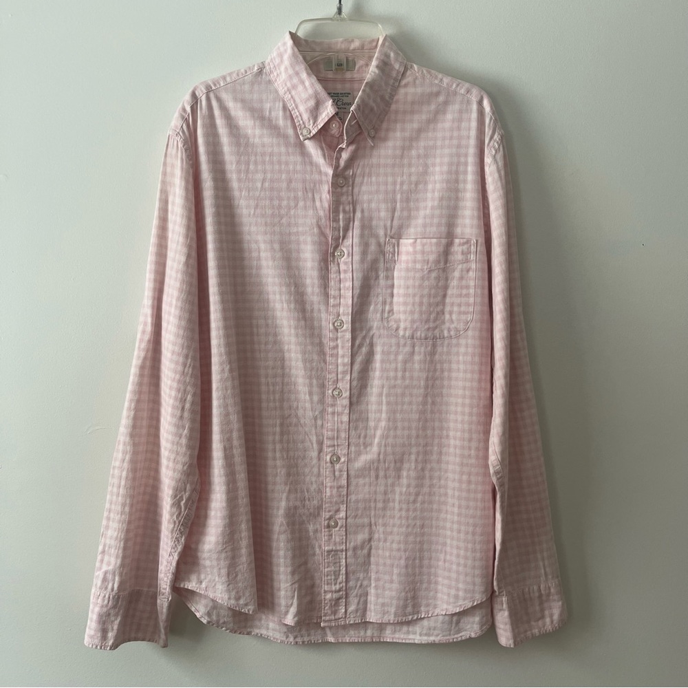 Men's J. Crew Slim Fit Button Down Shirt Medium Pastel Pink Organic Cotton
